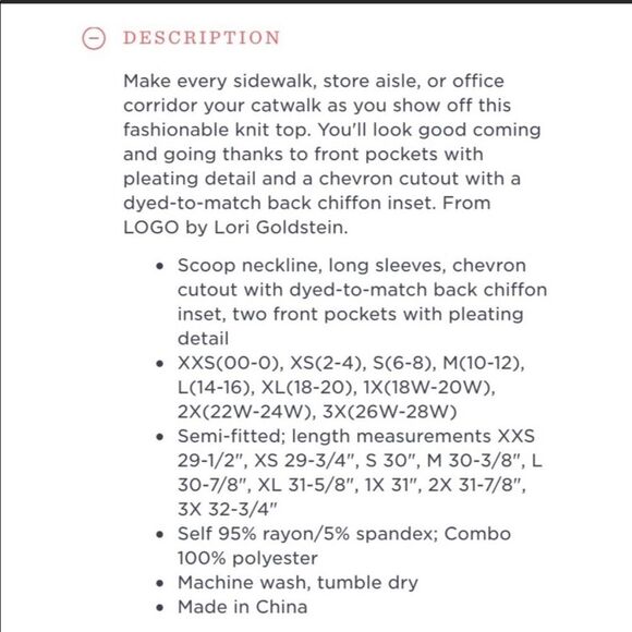 Logo By Lori Goldstein Chiffon Detail Tunic Top - Picture 9 of 9